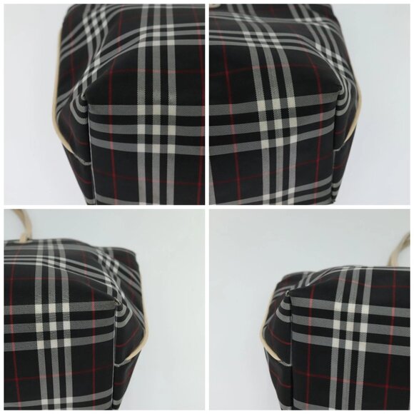 BURBERRY Nova Check Tote Bag Nylon Black Gold Auth bs24753 - Picture 14 of 16